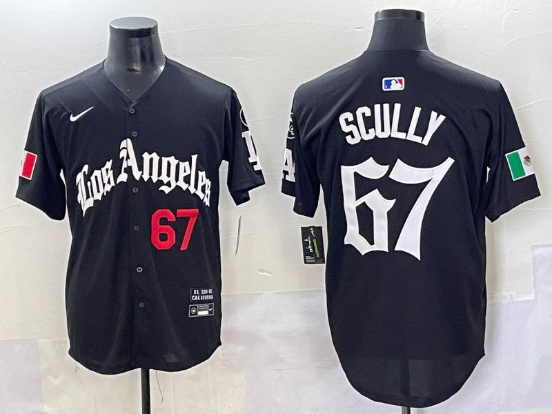 Men 2025 Los Angeles Dodgers #67 Scully Black Five generations Joint Name Nike MLB Jersey style 4->los angeles dodgers->MLB Jersey